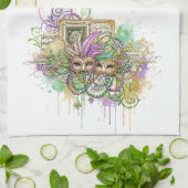 Splatter Mardi Gras collage Geschirrtuch (Gefaltet)