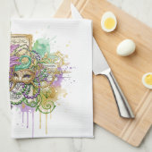 Splatter Mardi Gras collage Geschirrtuch (Viertel Falte)