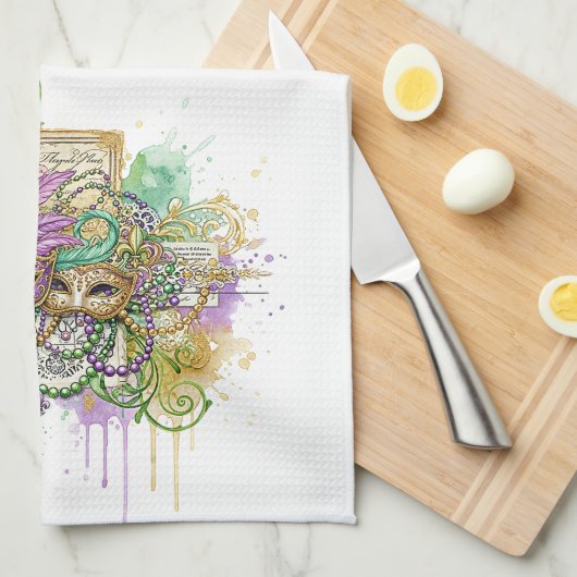 Splatter Mardi Gras collage Geschirrtuch (Viertel Falte)