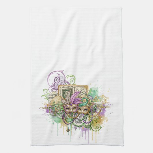 Splatter Mardi Gras collage Geschirrtuch (Vertikal)