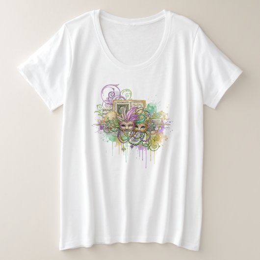 Splatter Mardi Gras collage Große Größe T-Shirt (Design vorne)