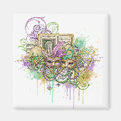 Splatter Mardi Gras Collage Magnet (Vorne)