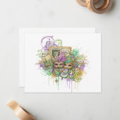 Splatter Mardi Gras collage Mitteilungskarte (Vorderseite/Rückseite Beispiel)