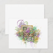 Splatter Mardi Gras collage Mitteilungskarte (Vorne/Hinten)