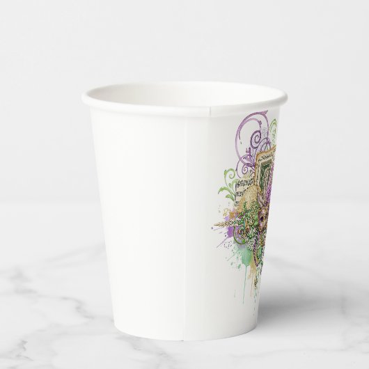 Splatter Mardi Gras collage Pappbecher (Rechts)