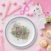 Splatter Mardi Gras collage Pappteller (Party)