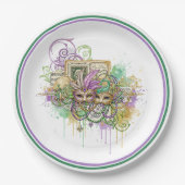 Splatter Mardi Gras collage Pappteller (Vorderseite)