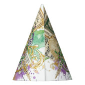 Splatter Mardi Gras collage Partyhütchen (Rückseite)