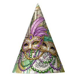 Splatter Mardi Gras collage Partyhütchen