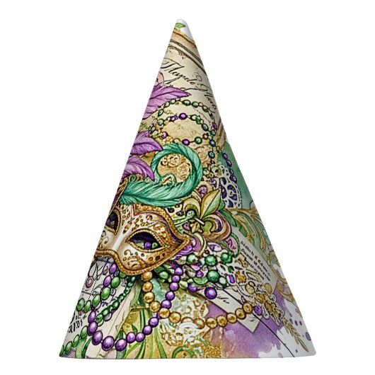 Splatter Mardi Gras collage Partyhütchen (Rechts)