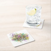 Splatter Mardi Gras collage Rechteckiger Pappuntersetzer (Vor Ort)