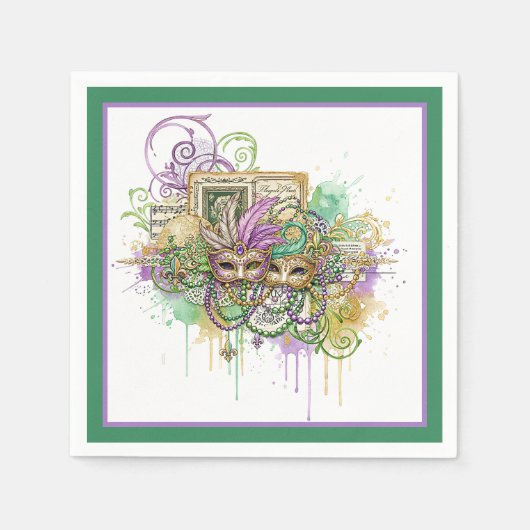 Splatter Mardi Gras collage Serviette (Vorderseite)