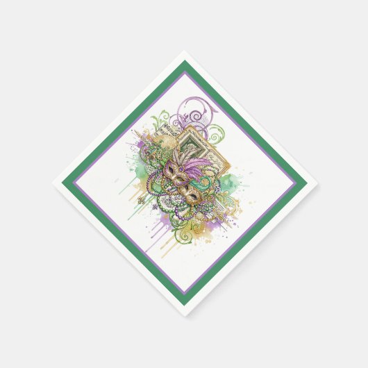 Splatter Mardi Gras collage Serviette (Ecke)