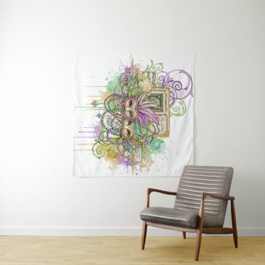 Splatter Mardi Gras collage Wandteppich (Beispiel (Horizontal))