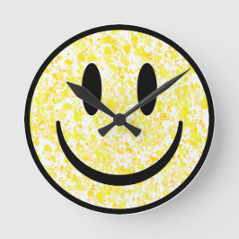 Splattered Smile Face Runde Wanduhr