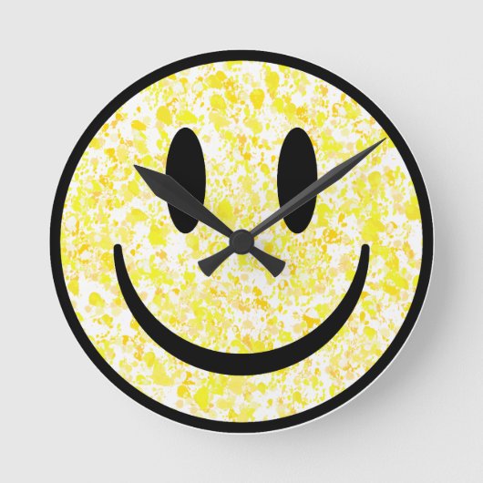 Splattered Smile Face Runde Wanduhr (Vorderseite)