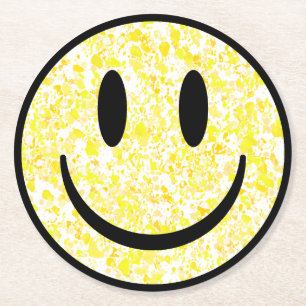 Splattered Smile Face Runder Pappuntersetzer