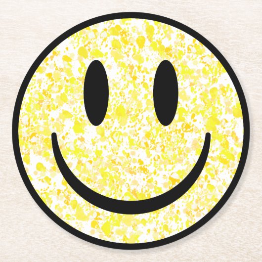 Splattered Smile Face Runder Pappuntersetzer (Vorderseite)