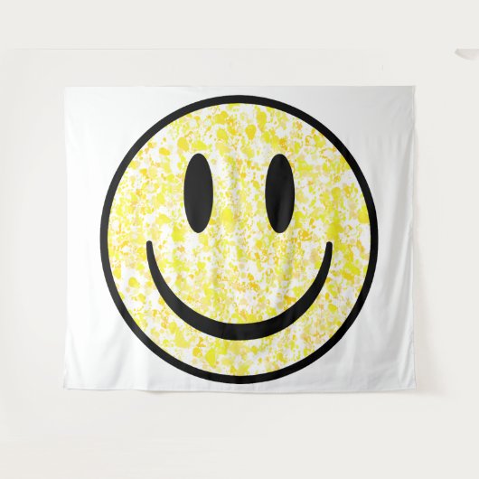 Splattered Smile Face Wandteppich (Vorderseite (Horizontal))