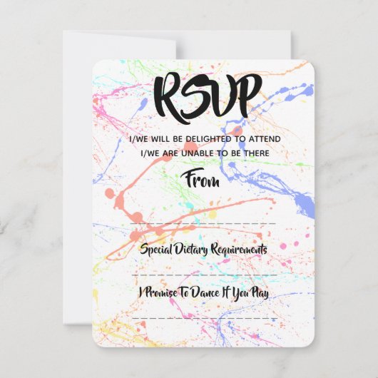 Splattered Wedding RSVP (Rückseite)