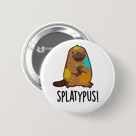 Splatypus Funny Animal Platypus Pub Button (Vorne & Hinten)