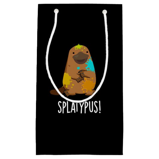 Splatypus Funny Animal Platypus Pun Dark BG Kleine Geschenktüte (Vorderseite)