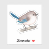 Splendid Fairy Wren Bird auf Branch-Sticker Aufkleber (Blatt)