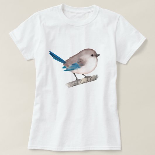 Splendid Fairy Wren Bird auf der Zweigstelle T-Shirt (Design vorne)