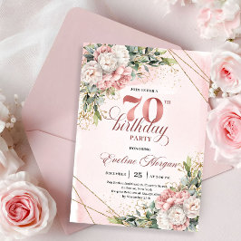 Splendid Rose Gold Watercolor Floral 70th Birthday Einladung