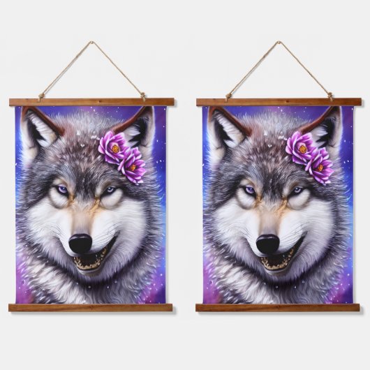 Splendor des Wolfs Wandteppich Mit Holzrahmen (Doppelt)