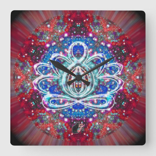 Splendorous Zen Lotus Clock Quadratische Wanduhr (Vorderseite)