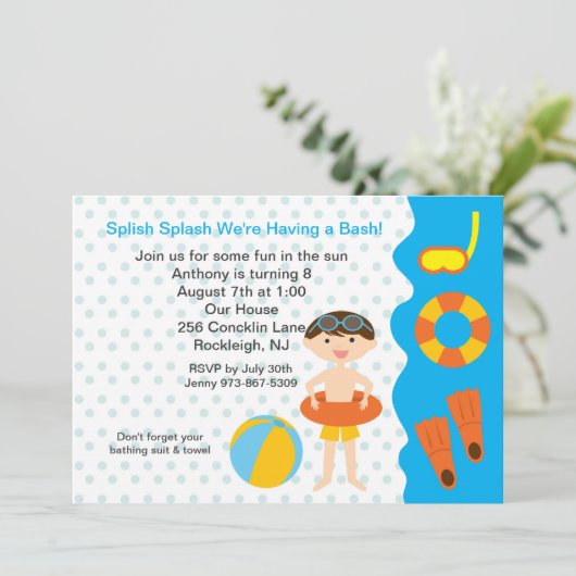 Splish Einladung (Stehend Vorderseite)