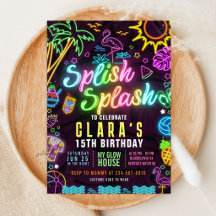 Splish Splash 15. Geburtstagsparty Editable Einlad
