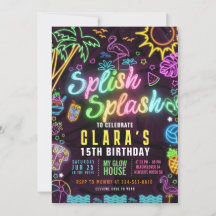 Splish Splash 15. Geburtstagsparty Editable Einlad
