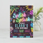 Splish Splash 17. Geburtstagsparty Editable Einlad Einladung (Stehend Vorderseite)