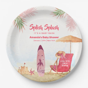 Splish Splash Aloha Surfbrett Strand Baby Shower  Pappteller