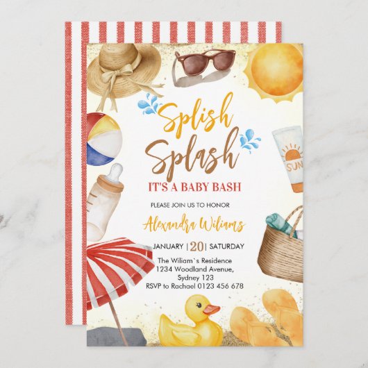 Splish Splash Baby Bash Baby Dusche Einladung (Vorne/Hinten)