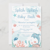 Splish Splash Baby Bash Ocean Fish Baby Dusche Einladung (Vorderseite)