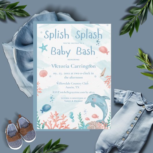 Splish Splash Baby Bash Ocean Fish Baby Dusche Einladung