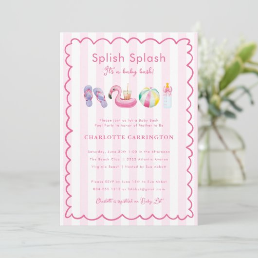 Splish Splash Baby Bash Pool Party Babydusche Einladung (Stehend Vorderseite)