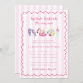 Splish Splash Baby Bash Pool Party Babydusche Einladung (Vorne/Hinten)