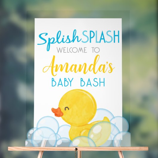 Splish Splash Baby Bash Rubber Duck Willkommen Acrylschild (Neutral)