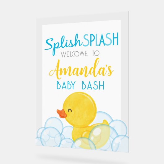 Splish Splash Baby Bash Rubber Duck Willkommen Acrylschild (Winkel)