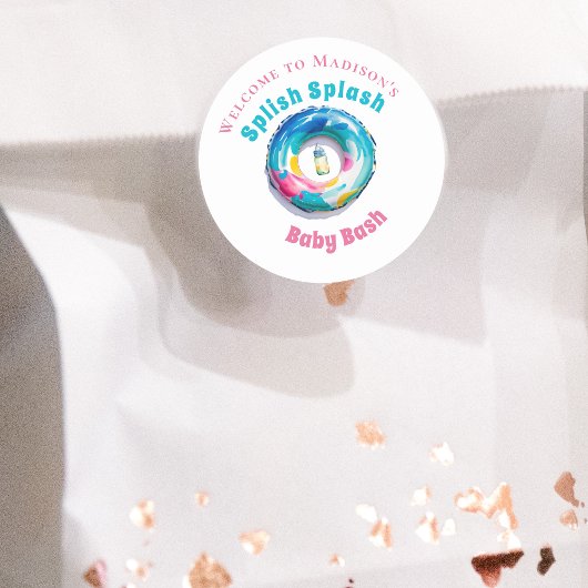 Splish Splash Baby Bash Summer Baby Dusche Willkom Runder Aufkleber