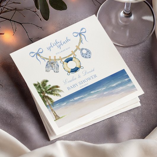 Splish Splash Baby Boy Beach Baby Shower Serviette