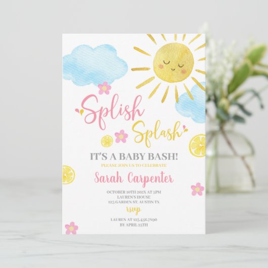 Splish Splash Baby Dusche Einladung (Stehend Vorderseite)