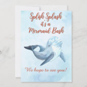 Splish Splash Bash Mermaid Thema jedes Alter Gebur Einladung (Rückseite)