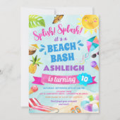 Splish Splash Beach Birthday Party Invitation Einladung (Vorderseite)