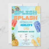 Splish Splash Birthday Bash Boy Pool Party Einladung (Vorderseite)