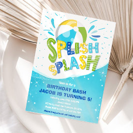 Splish Splash Birthday Bash Boy Pool Party Einladung